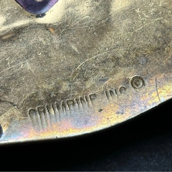 El Arturo Bronze Crumrine Inc Vintage Floral Buckle Solid Gold Tone Men’s Buckle - Picture 6 of 9